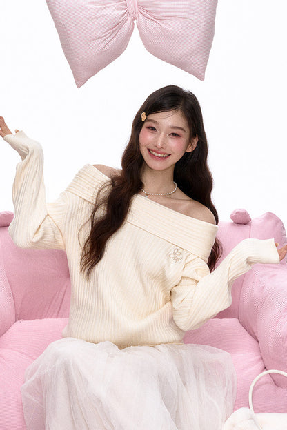 Off-Shoulder Knit Sweater