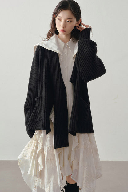 Loose Striped Knit Cardigan