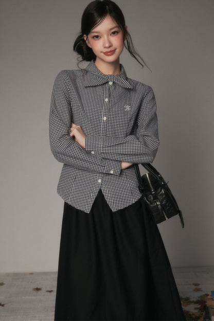 Spring and Autumn Bow Tie Shirt