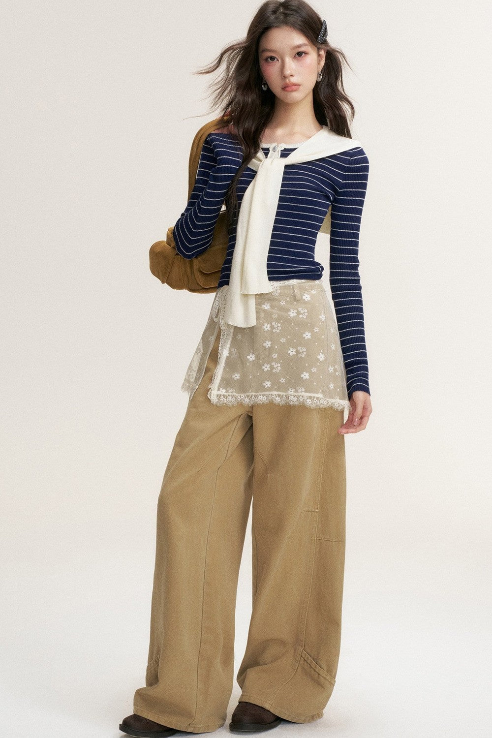 Color-Blocked Fake Two-Piece Knit Set-Up