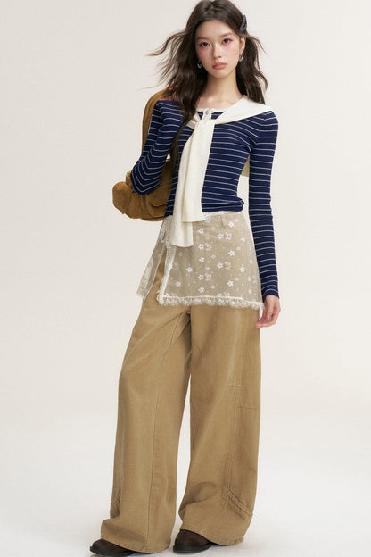 Color-Blocked Fake Two-Piece Knit Set-Up