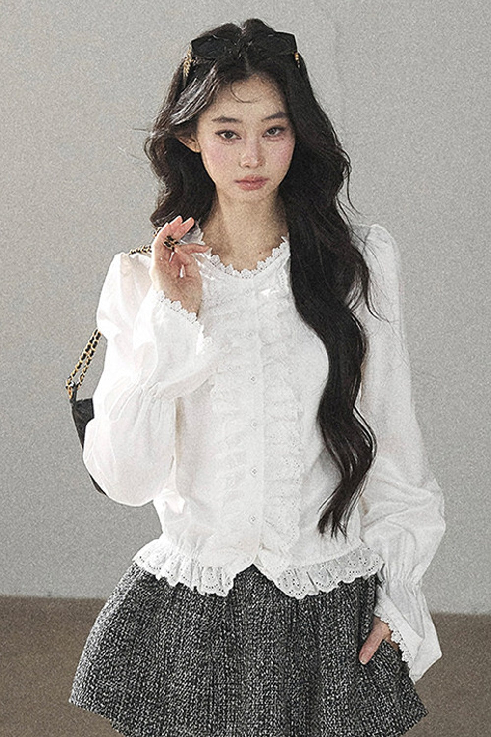 Ruffled Flared Sleeve Top