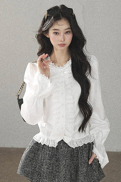 Ruffled Flared Sleeve Top