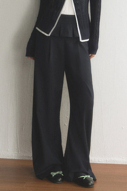 High-Waisted Pleated Straight-Leg Pants