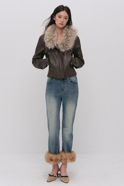 Detachable Frayed Hem Washed Flared Jeans