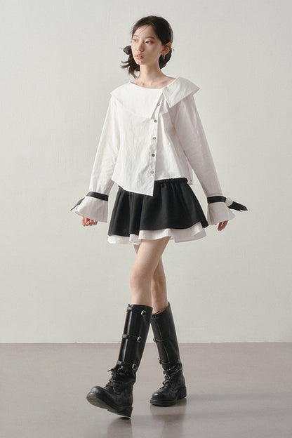 Horse Hoof Sleeve Diagonal Placket Shirt
