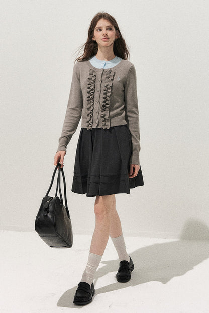 Layered-Look Floral Ruffle Sweater