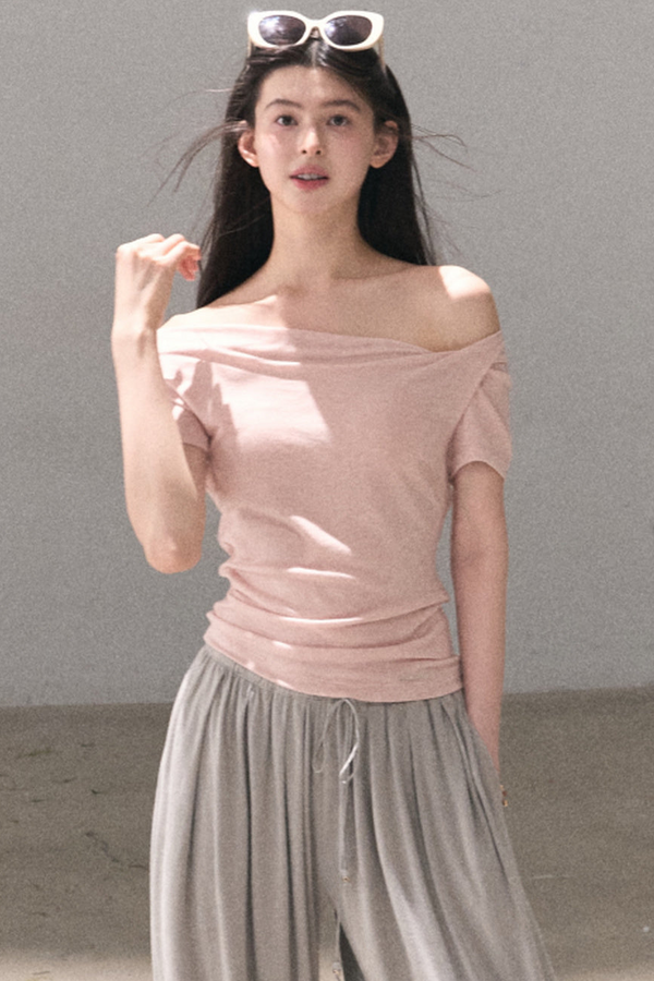 Lyocell Wool Twist-Neck Top