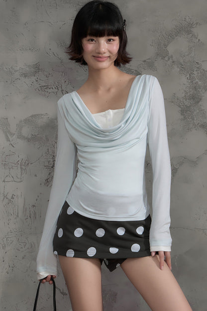 Swing Collar Spliced Blouse