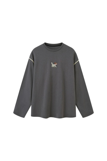 T-shirt avec broderie de chiot cartoon