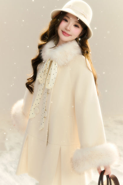 Bow Collar Woolen Coat