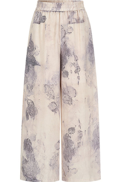 Women's Color-Block Waistband Print Straight-Leg Pants