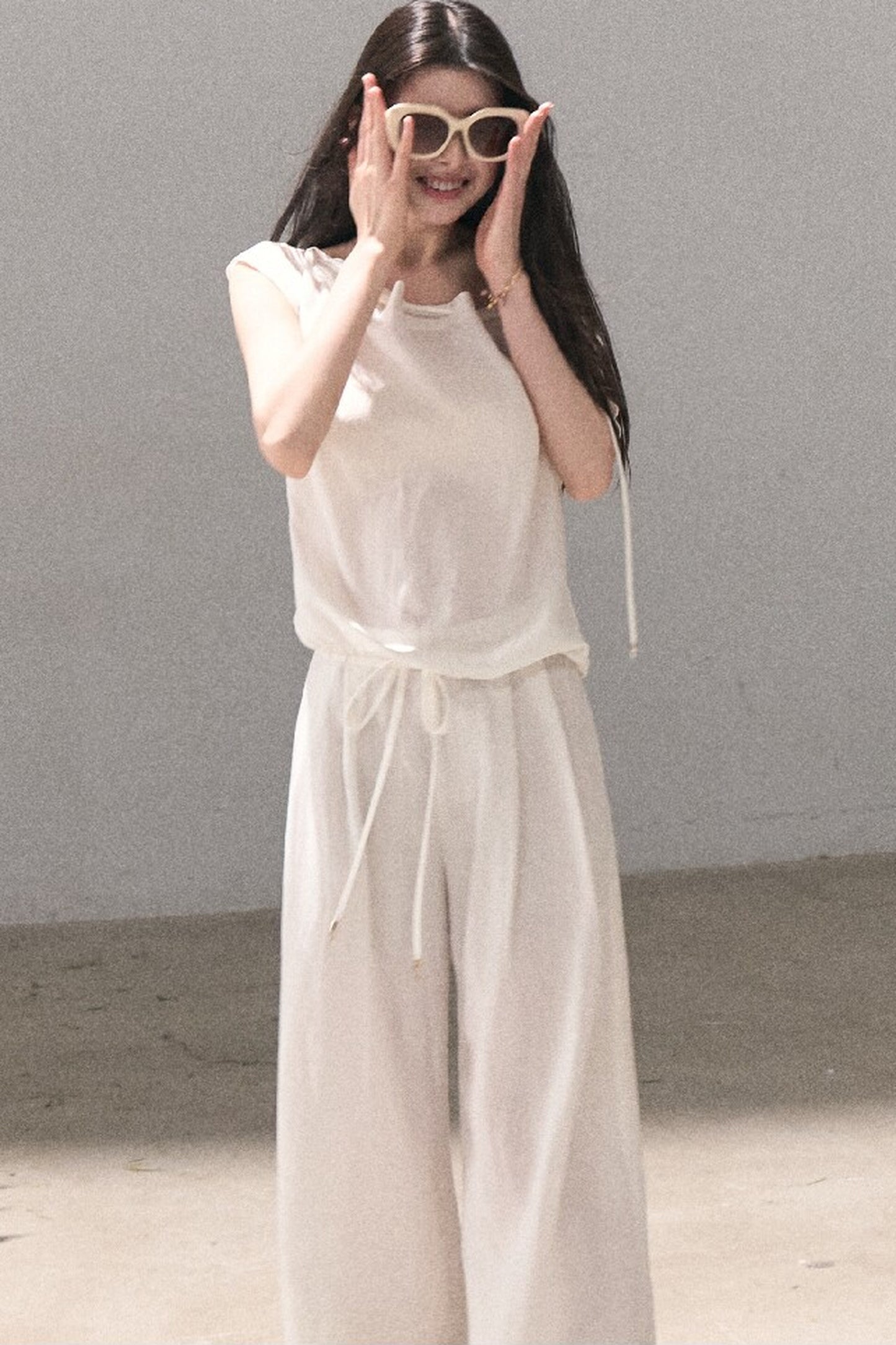 Lyocell Linen Wide-Leg Pants