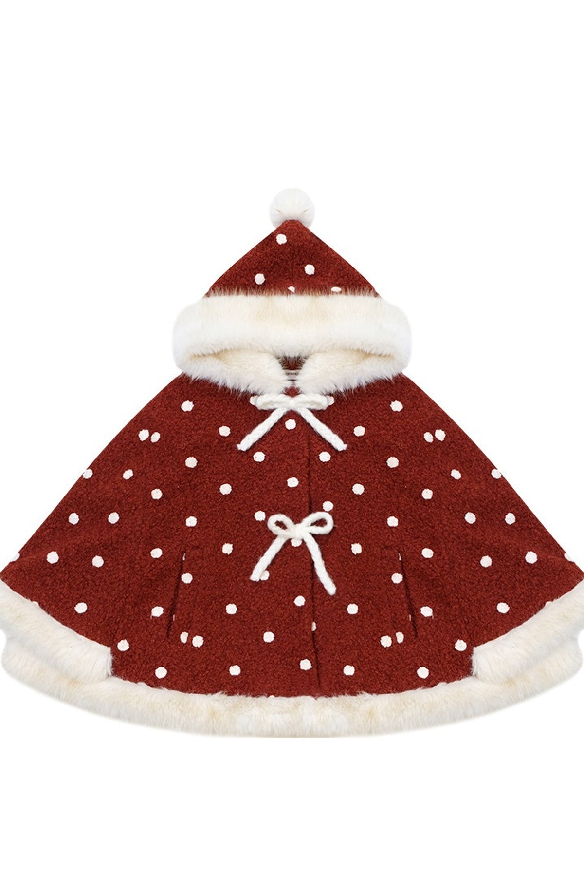Red Polka Dot Plush Hooded Cloak