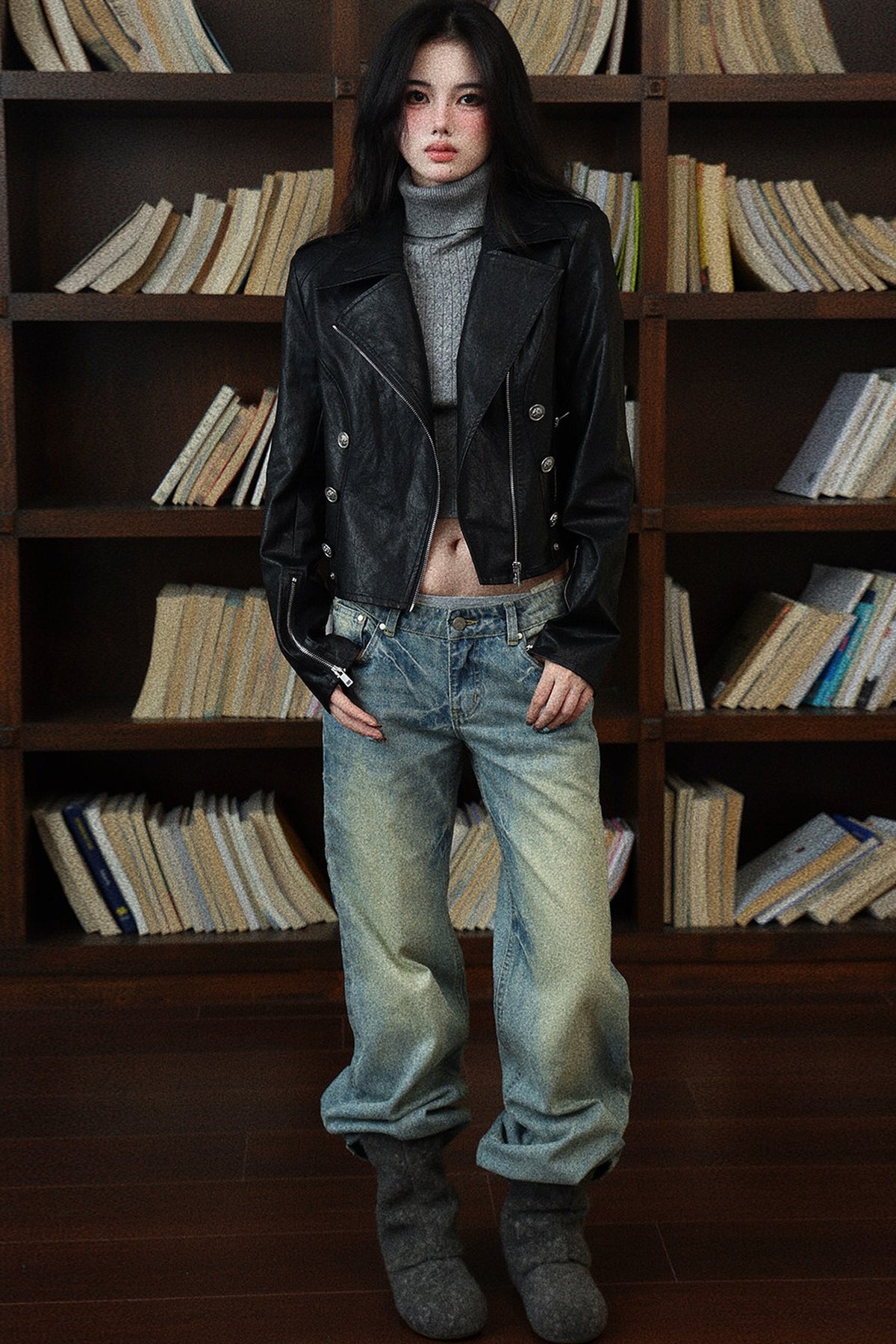 Classic Short Black Leather Jacket