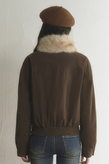 Loose Short Fur Collar Jacket