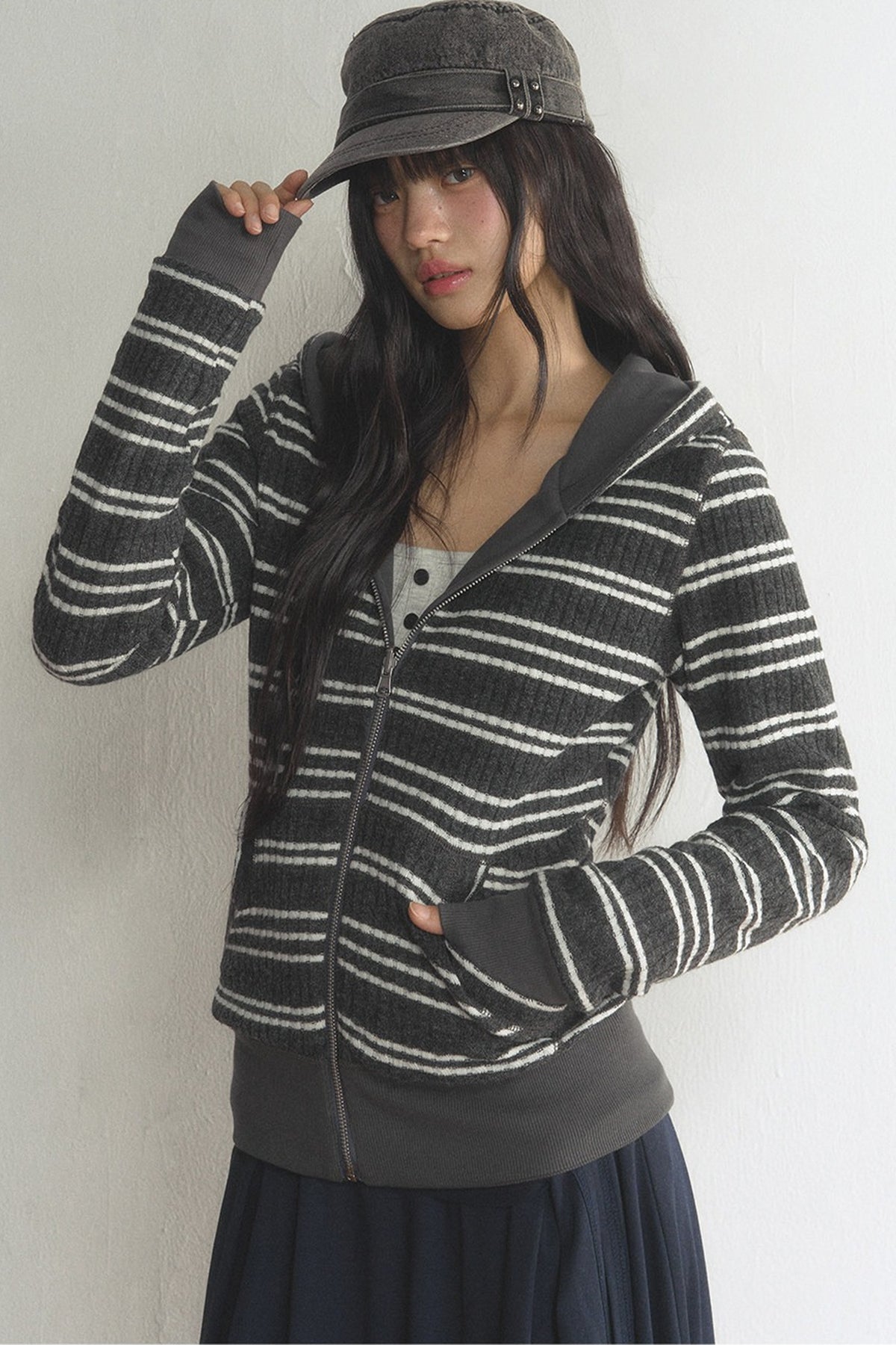 Reversible Striped Hooded Jacket and Pants Set-Up