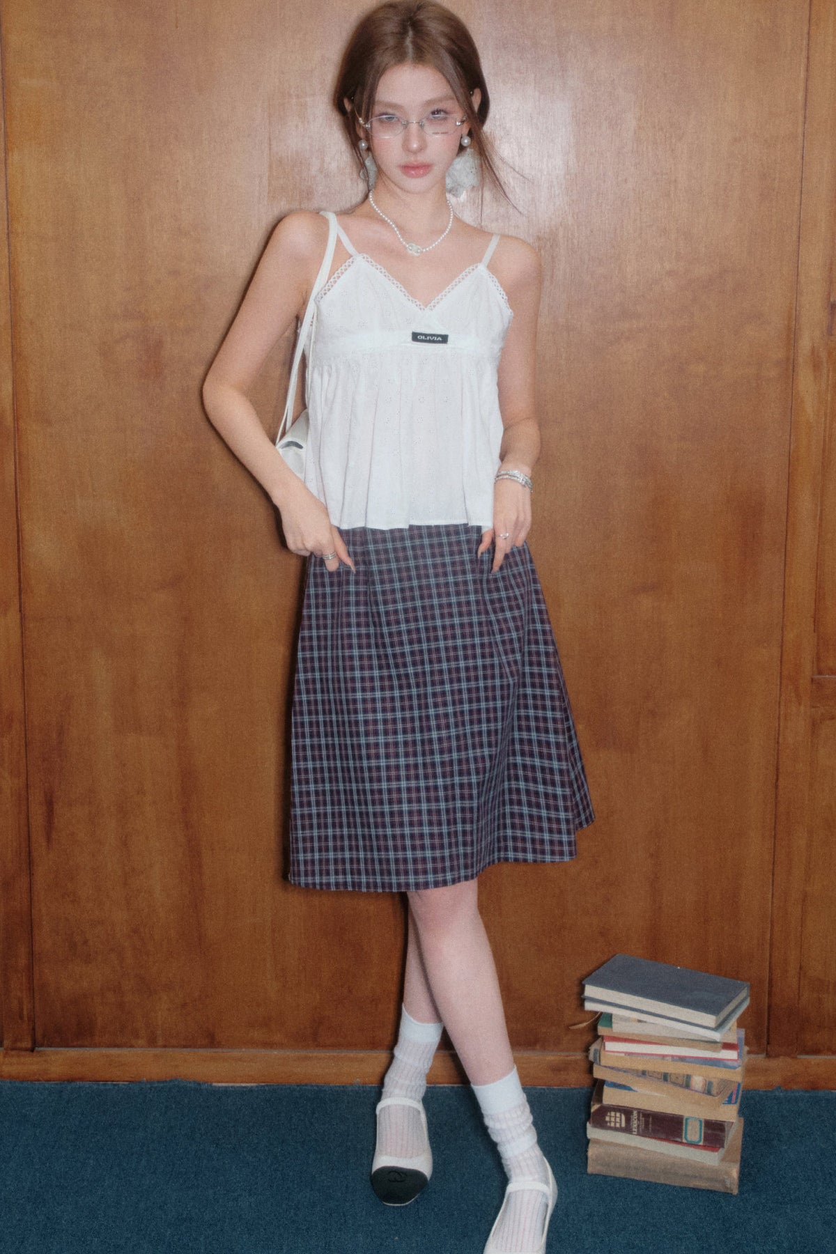 Round Neck Knit Cardigan and Skirt Set-Up