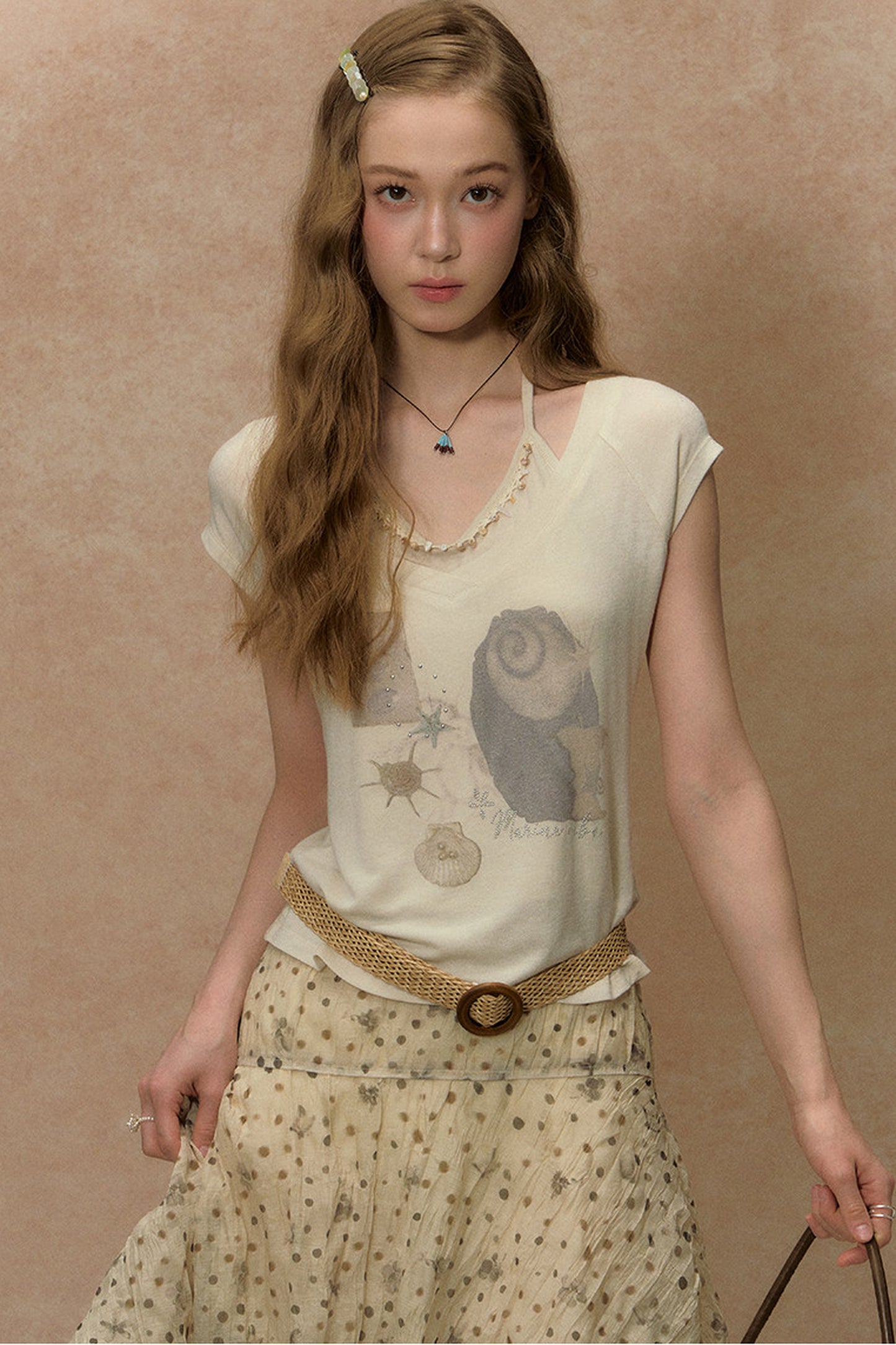 Seashell V-Neck Printed Top