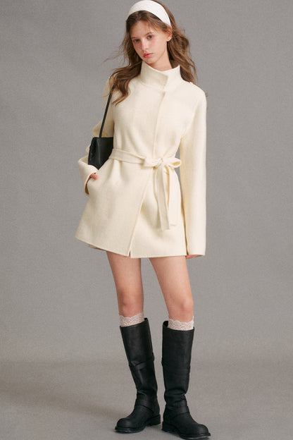 Detachable Cape Collar A-Line Wool Coat