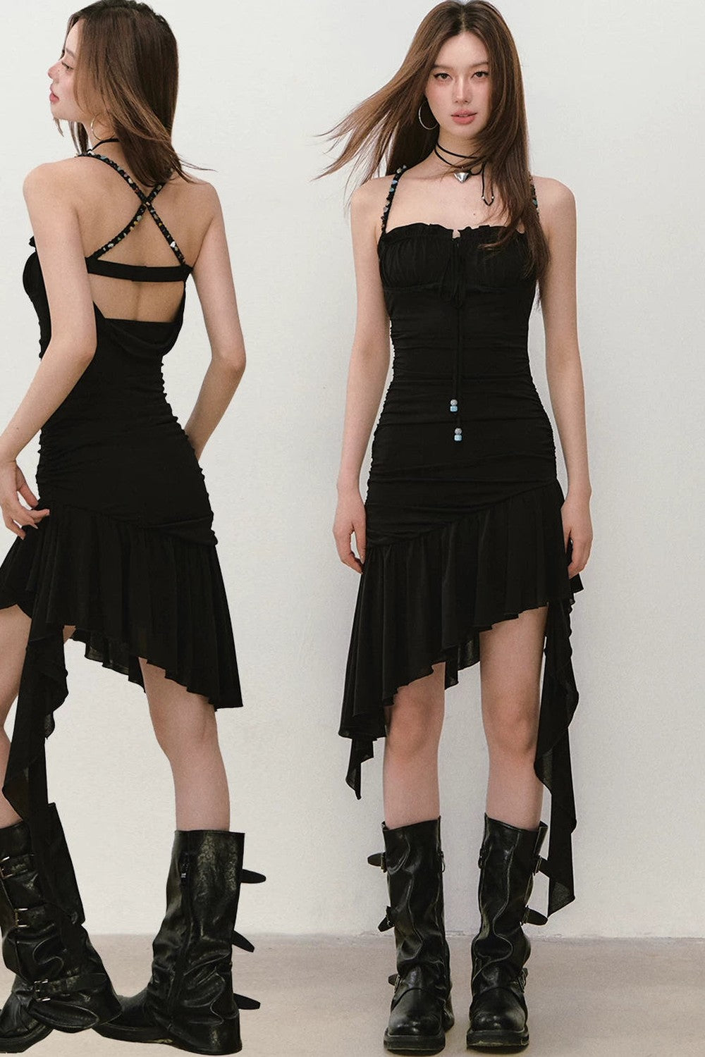 Heavy Beaded Mesh Dress