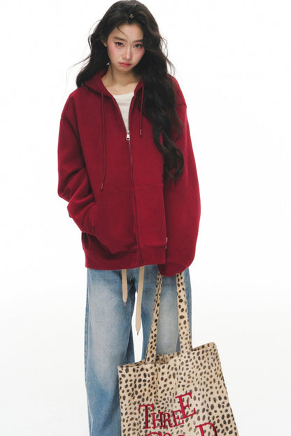 Loose Zip-Up Hoodie