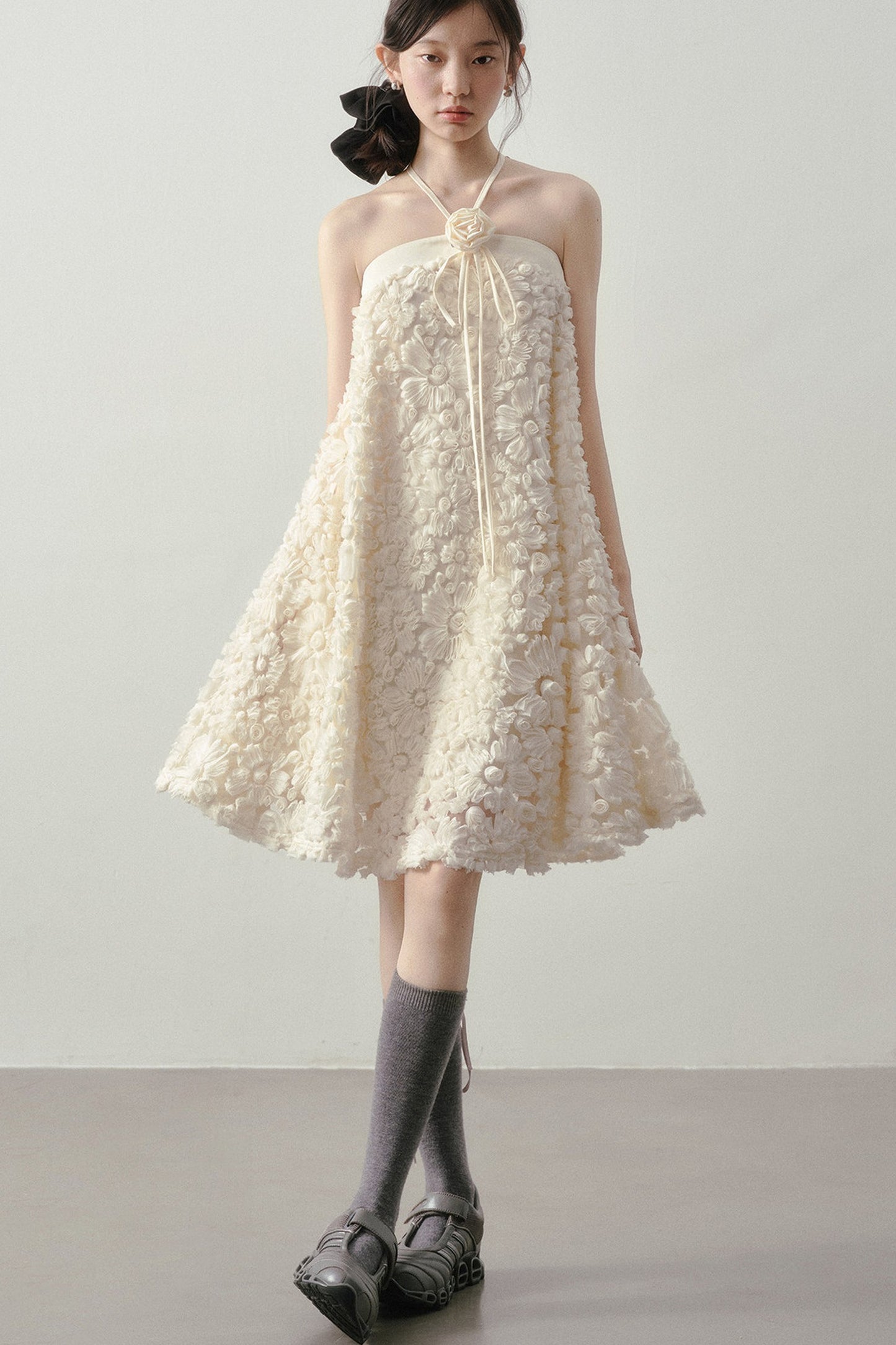 Robe jacquard blanc lait