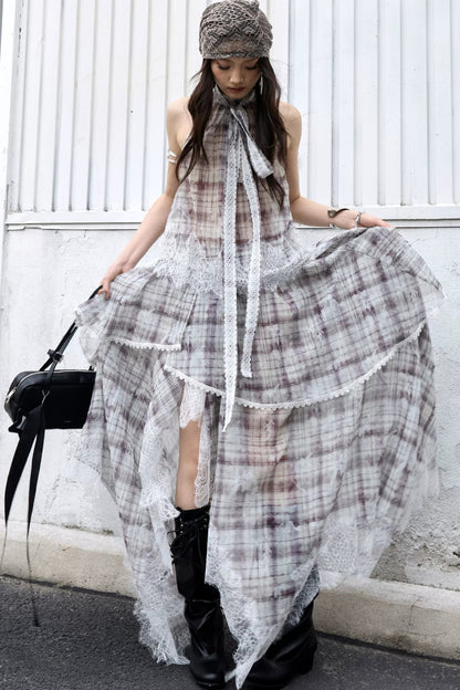 Bohemian Lace Plaid Two-Piece Set