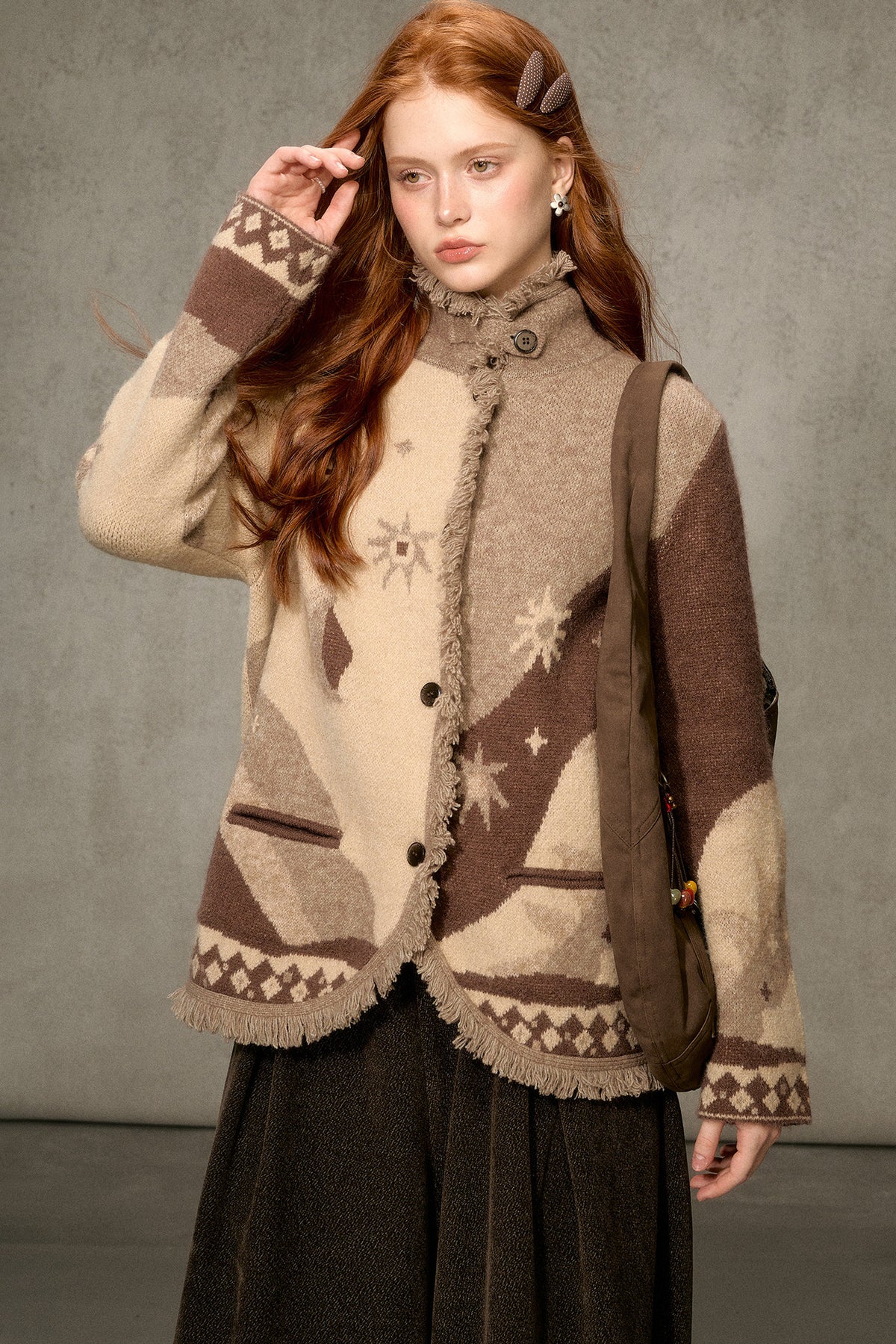 Jacquard Knit Cardigan