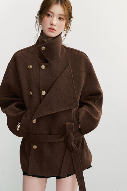 Double-Breasted Wool Blend Jacket