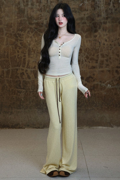 Solid Color Straight Sweatpants