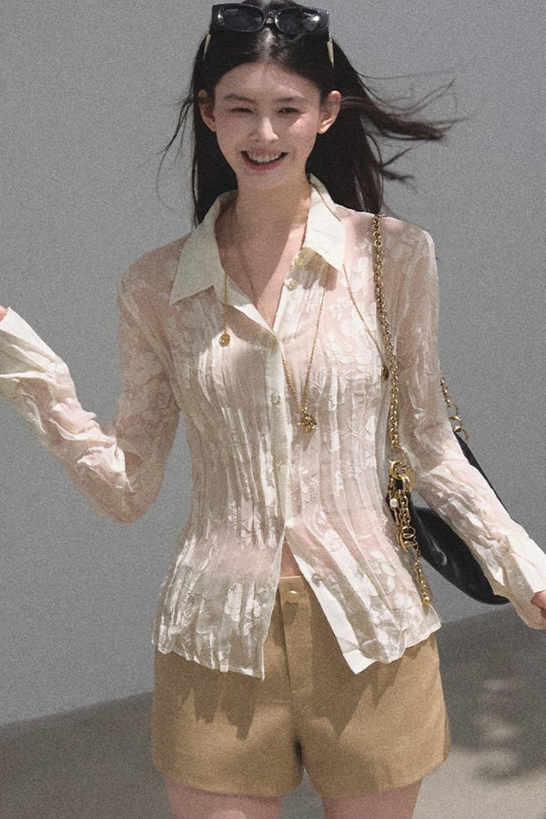 Long Sleeve Floral Burnout Shirt