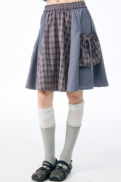 Retro Plaid Mid-Length Skirt