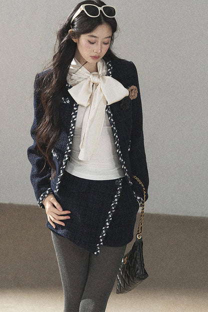 Bow Lace Hollow-Out Long-Sleeve T-Shirt Top