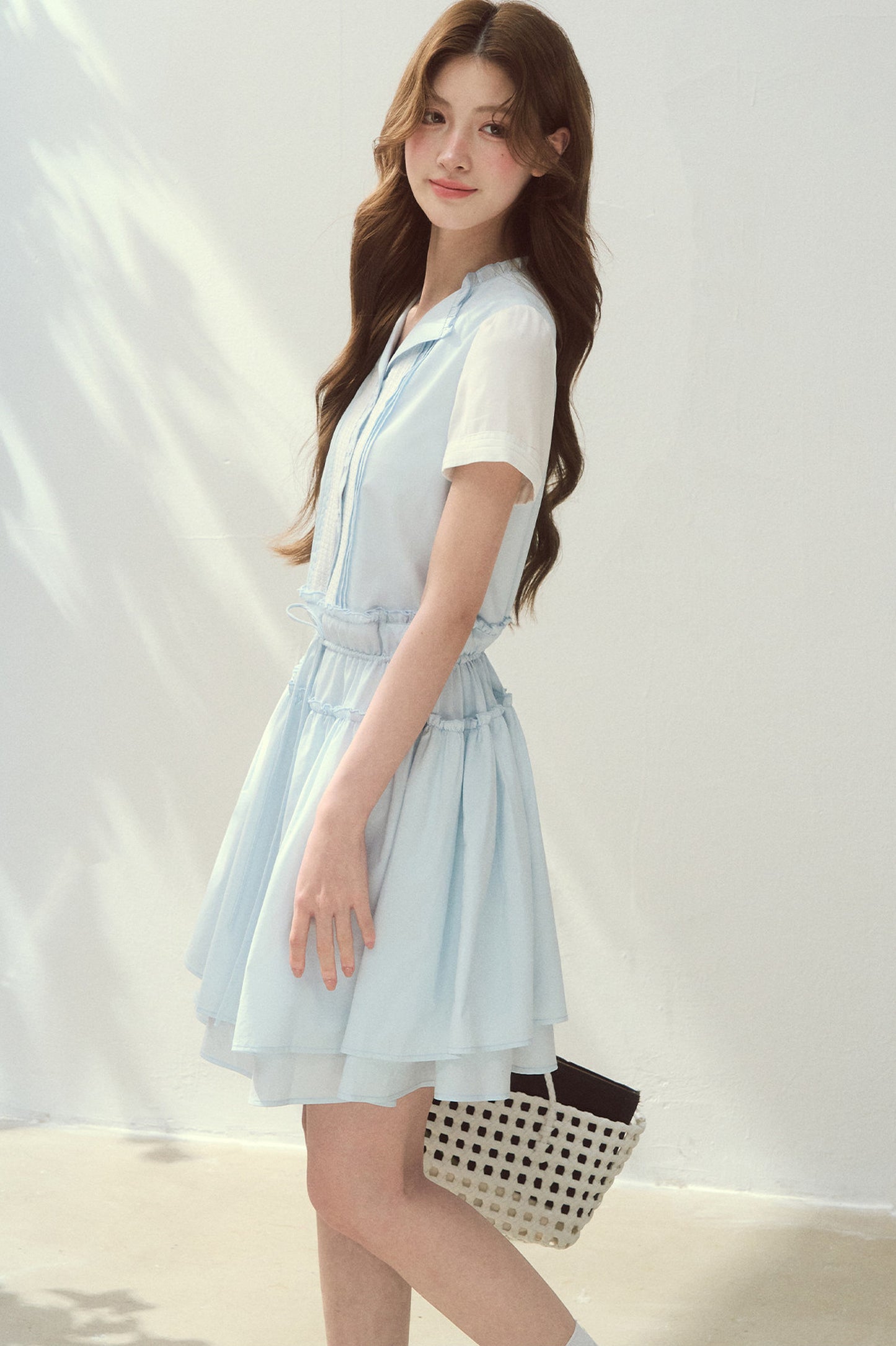 Sea Salt Blue Lyocell Shirt Dress