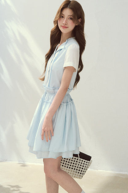 Sea Salt Blue Lyocell Shirt Dress