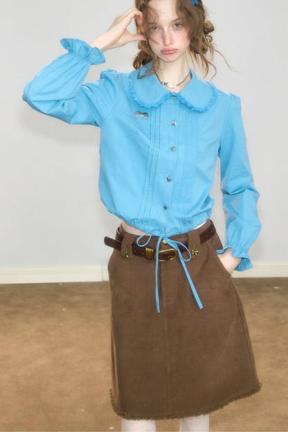 Tassel Doll Collar Short Shirt