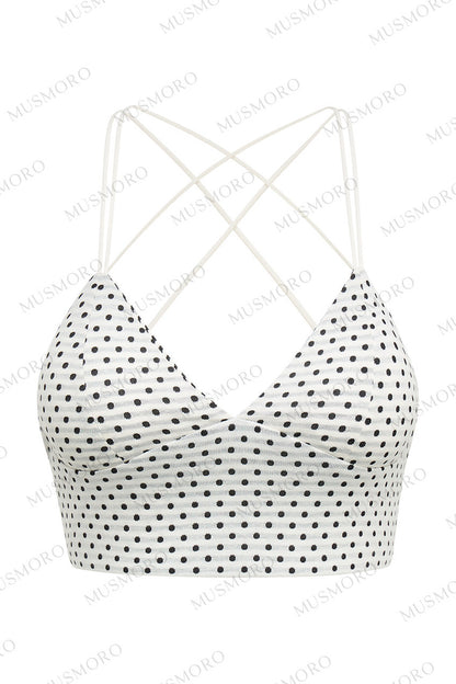 Polka Dot Cross-Back Top