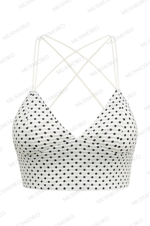 Polka Dot Cross-Back Top