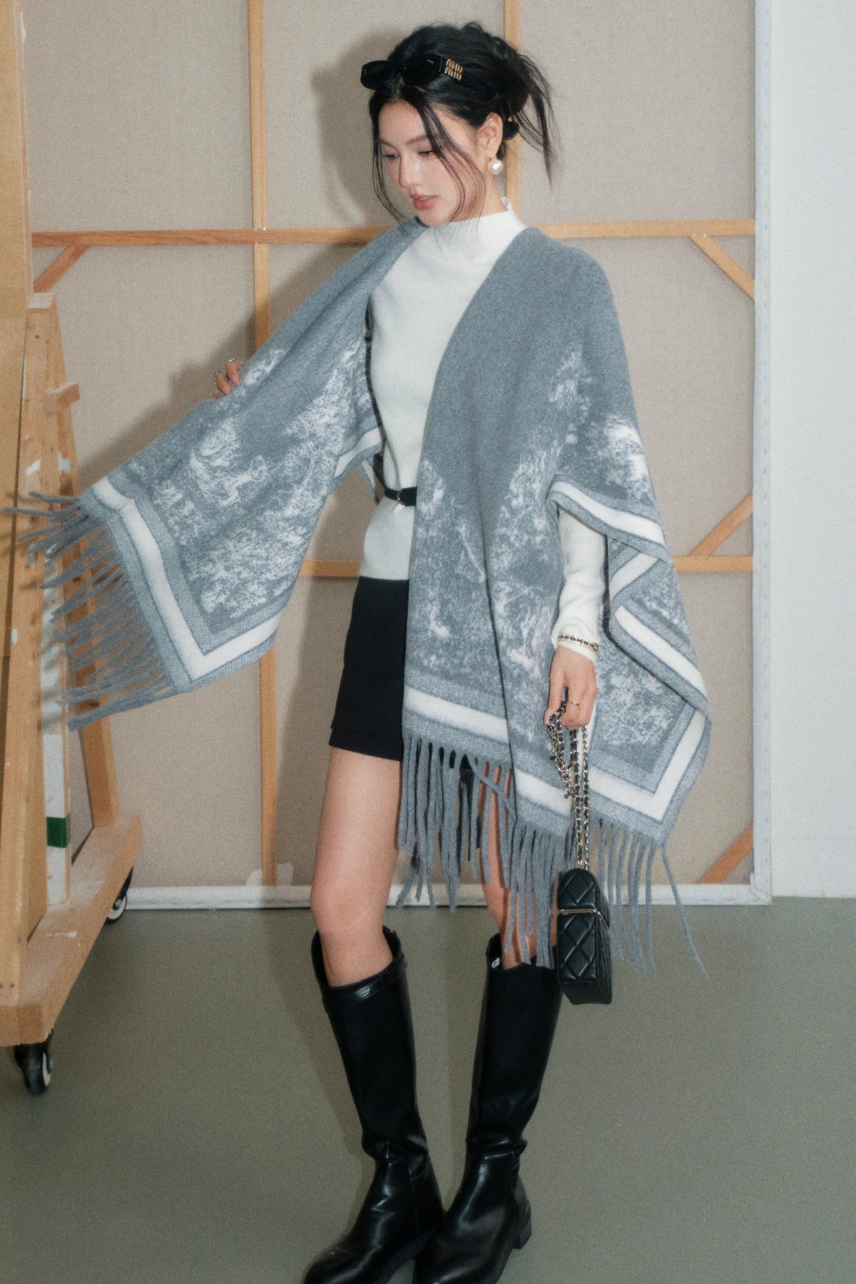 Tassel Smudged Poncho