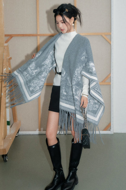 Tassel Smudged Poncho