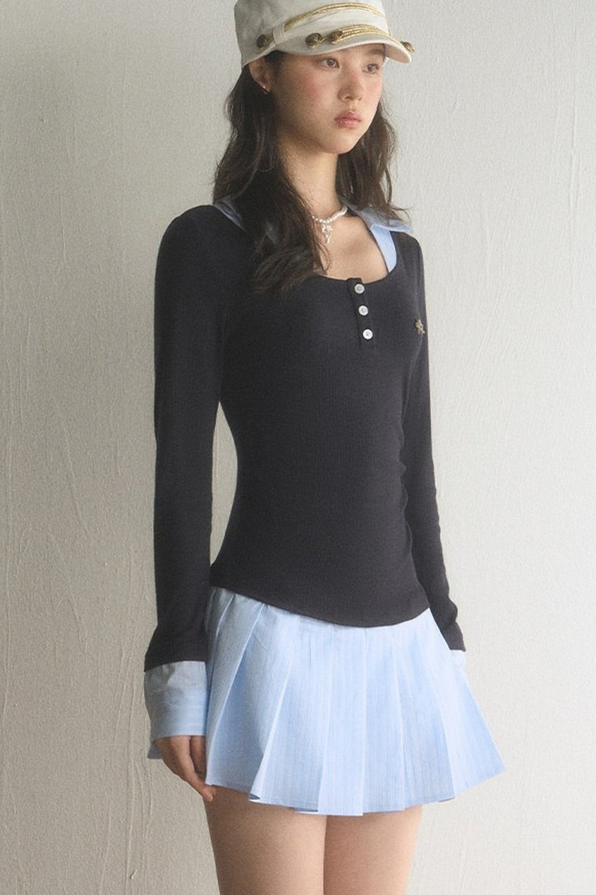 Preppy Henley Pleated Dress
