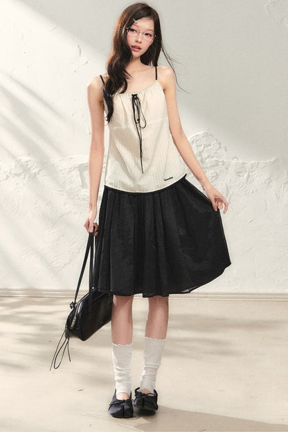 Striped Drawstring Camisole Top Set-Up