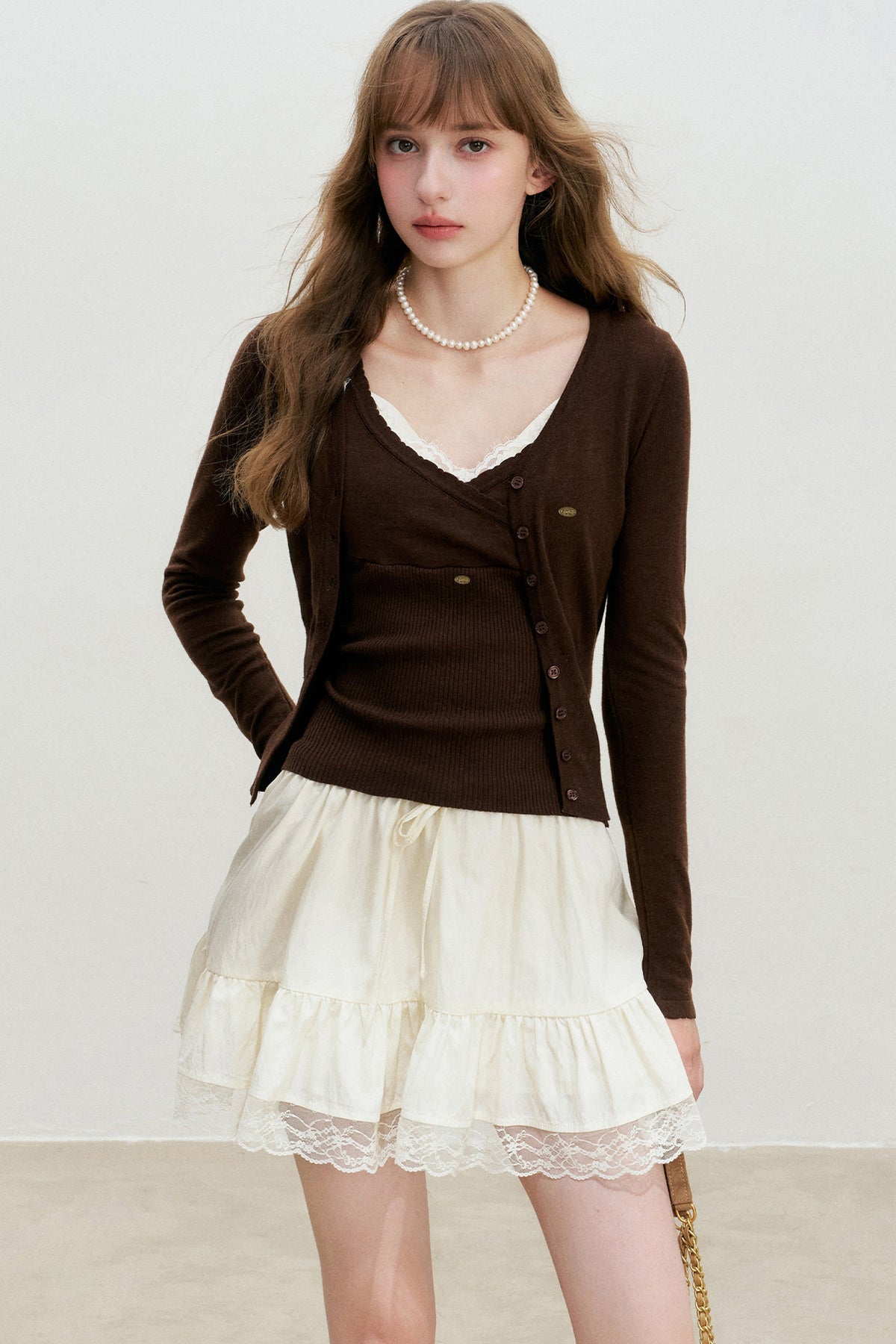 V-Neck Knit Cardigan And Vest Set-Up