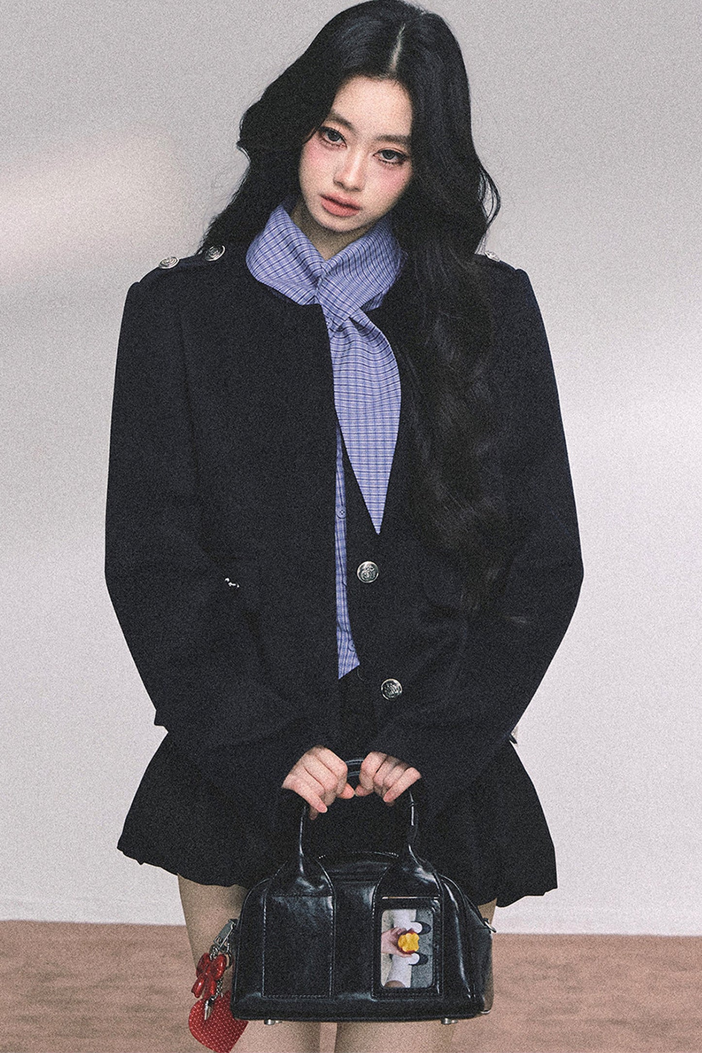 Klein Blue Plaid Blouse