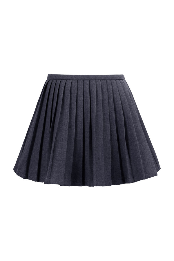 Low-Waist Pleated A-Line Skirt