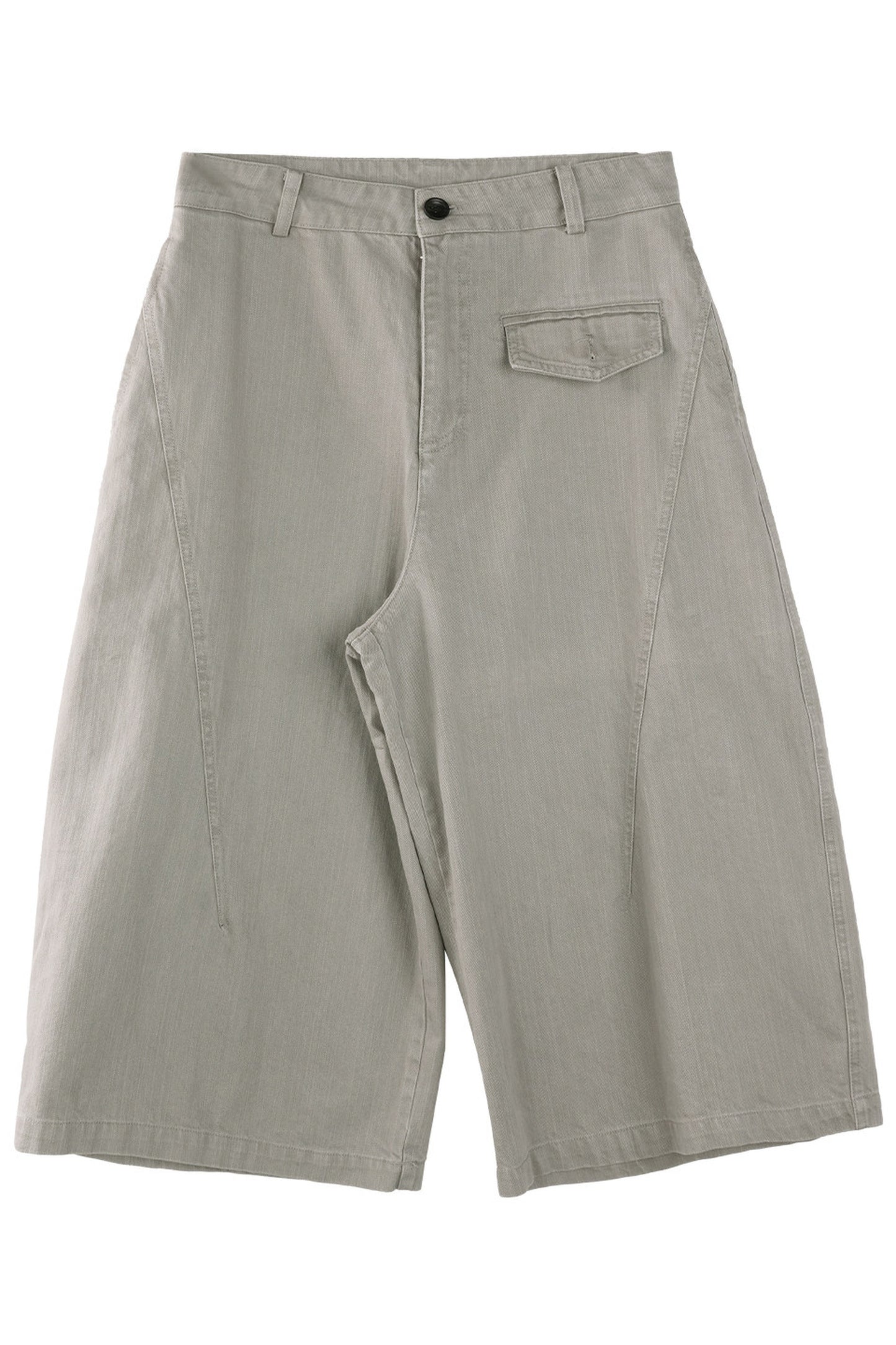 Smoky Gray Cotton Wide-Leg Cargo Pants