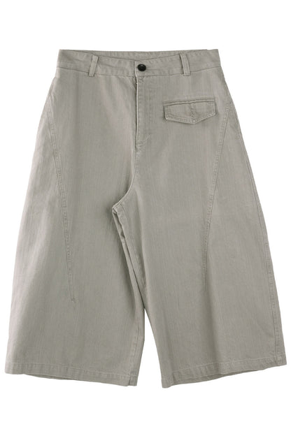 Smoky Gray Cotton Wide-Leg Cargo Pants