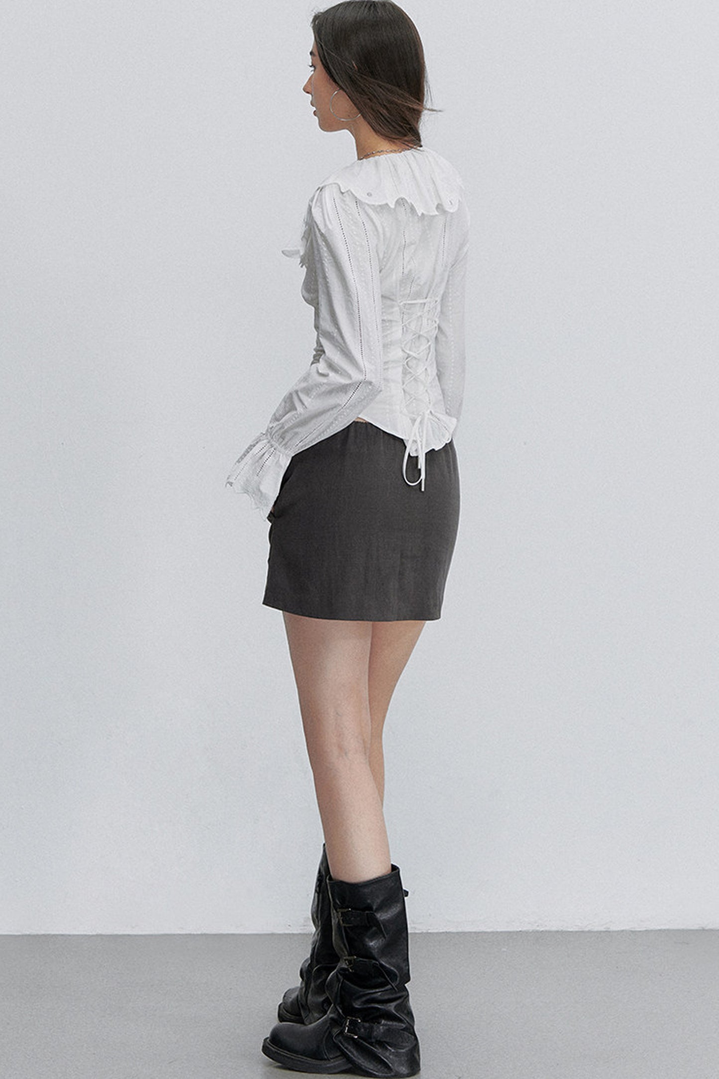 Adjustable Tie Tencel A-Line Skirt