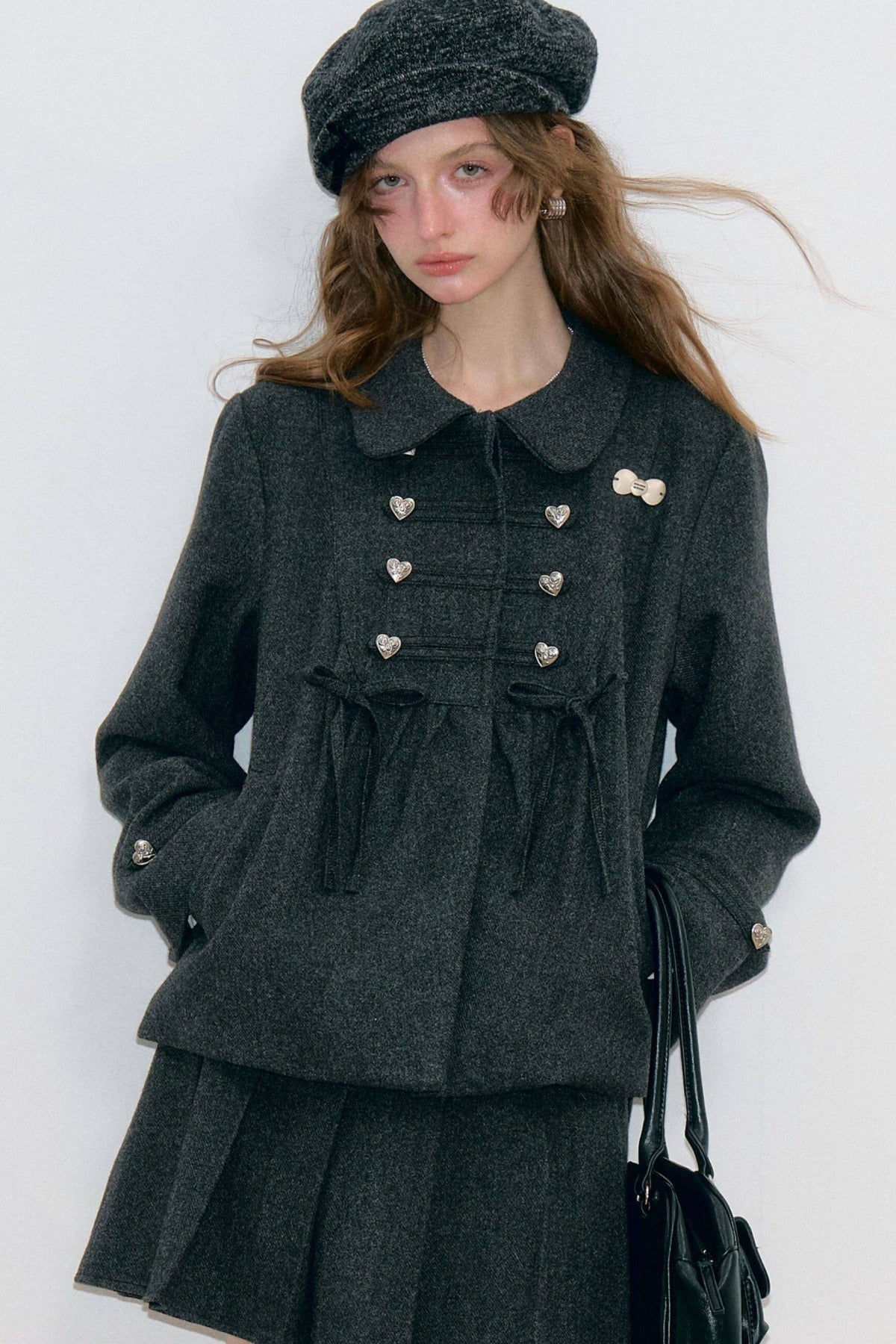 Doll Collar Bow Wool Coat